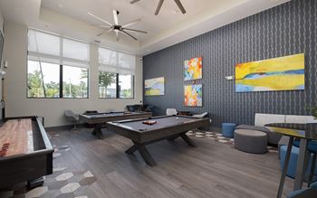 Media game room with billiards table